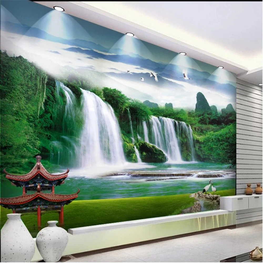

Custom new beautiful scenery wallpapers landscape waterfall wallpapers 3d murals wallpaper for living room