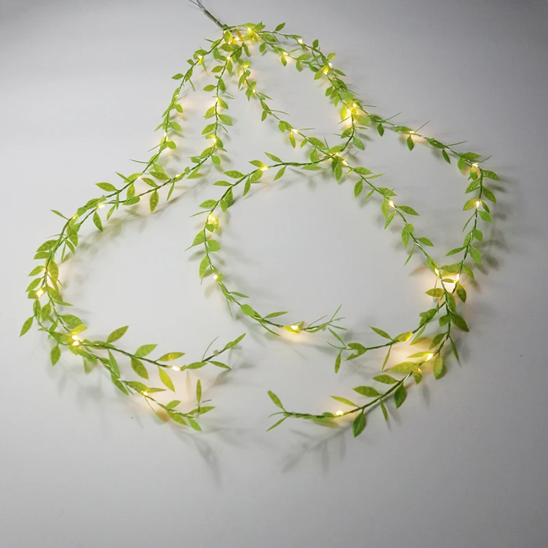 Branch Vine Leaves decorative garland lights battery LED fairy string lights for Spring wedding decoration party Home decor