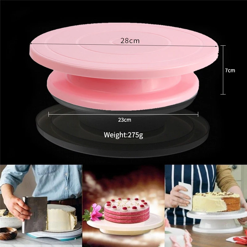 Rotating Round Cake Stand Anti-skid Cake Turntable Cake Decorating Tools Cake Rotary Table Kitchen DIY Pan Baking Tools 10 Inch