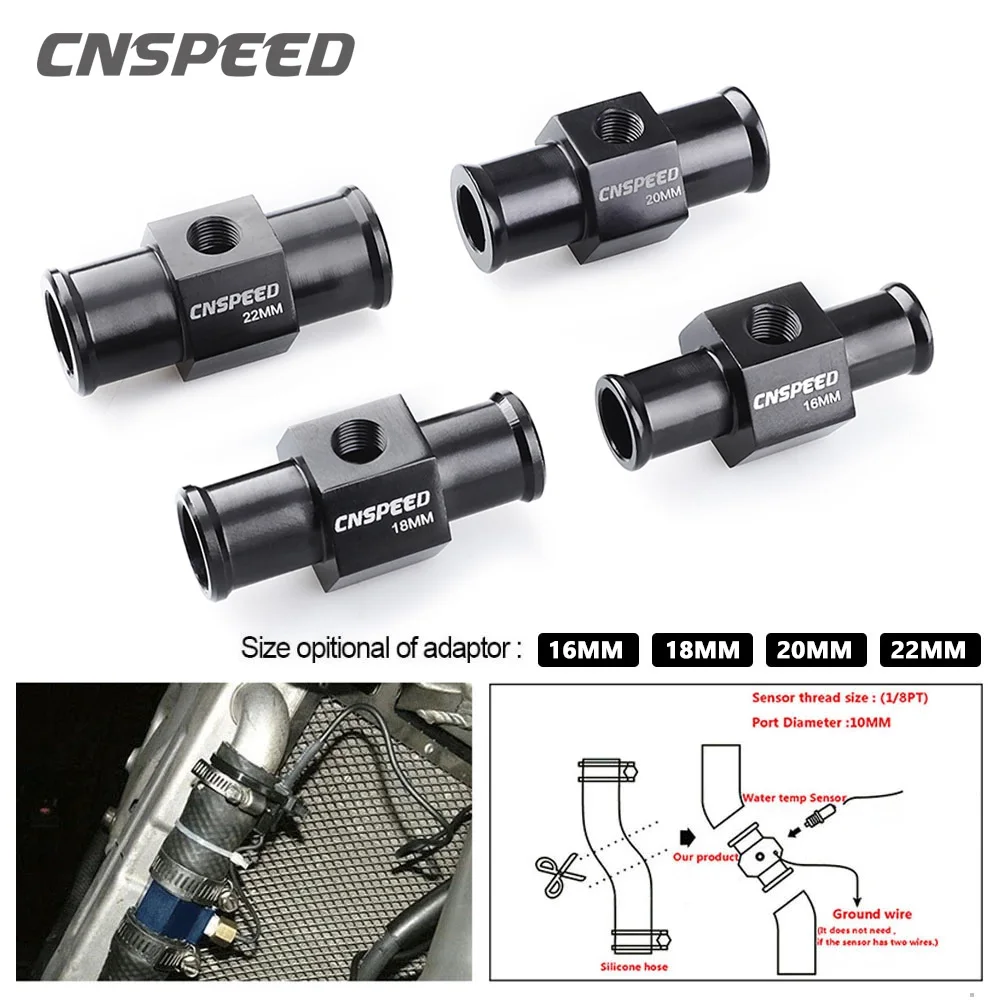 CNSPEED indicatore temperatura acqua temperatura radiatore temperatura acqua sensore tubo giunto 40mm 38mm 36mm 34mm 32mm 30mm 28mm adattatore tubo