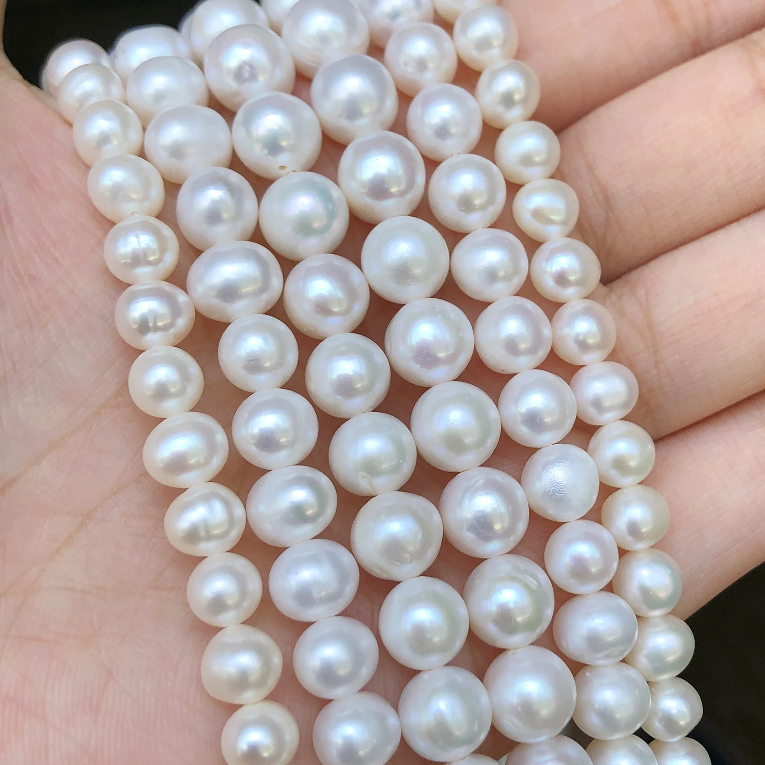 Natural Freshwater Pearl Beads AAA White Round Punch Loose Pearls Beads for Jewelry Making DIY Necklace Bracelet 15inch
