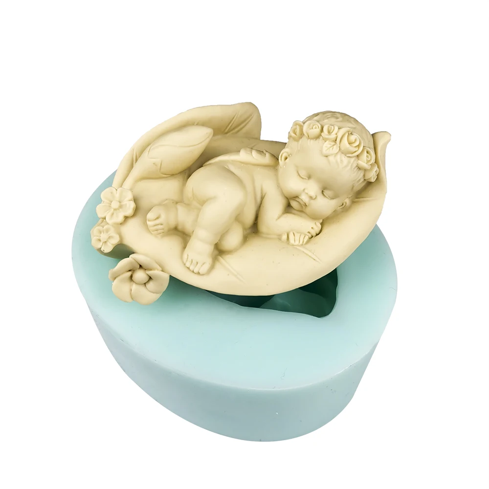 

PRZY Sleeping Baby Candle Moulds Flower Baby Mold Silicone Newborn Mold Soap Molds Flower Fairy Clay Resin Moulds