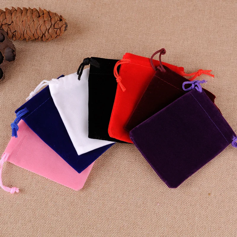 50pcs/lot 8x10cm Colorful Drawstring Velvet Bags Jewelry Pouches Wedding Christmas Party Favor Gift Bags Container Storage Bag