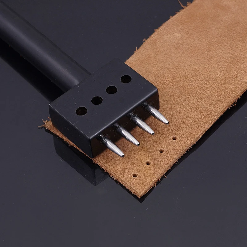 Round Stitching Punch Tools Black Leather Hole Punches 4/5/6/mm Spacing Leather Punching Tool Hole Cutter DIY Handmade