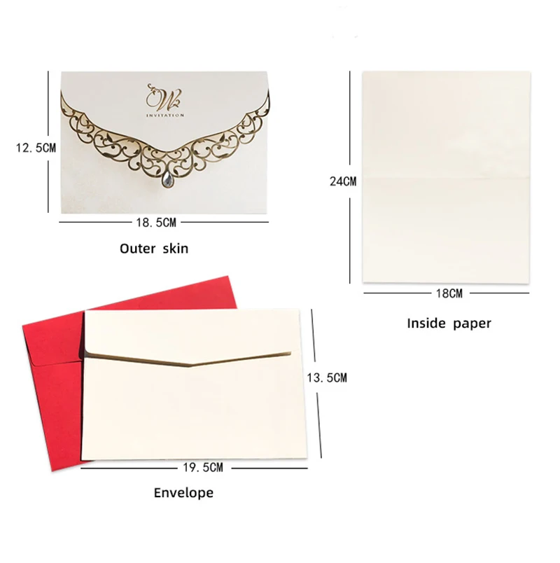 50pcs Laser Cut Wedding Invitation Card Business Greeting Cards With Diamond Customized Wedding Decoration  Party Supplies