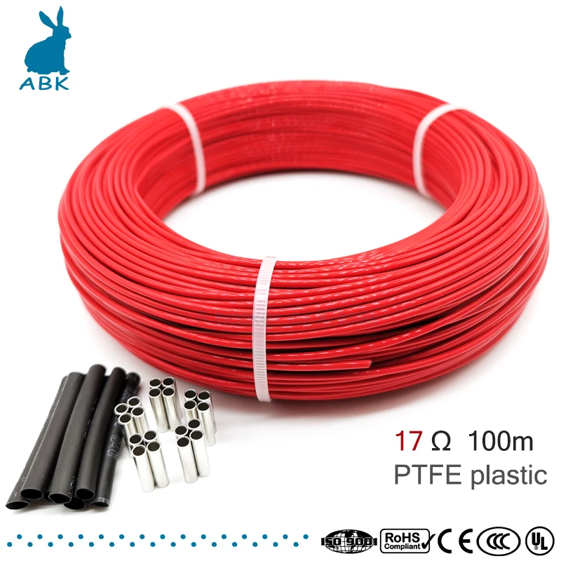 

100meter 17ohm 24k PTFE flame retardant carbon fiber heating cable heating wire DIY special heating cable for heating supplies