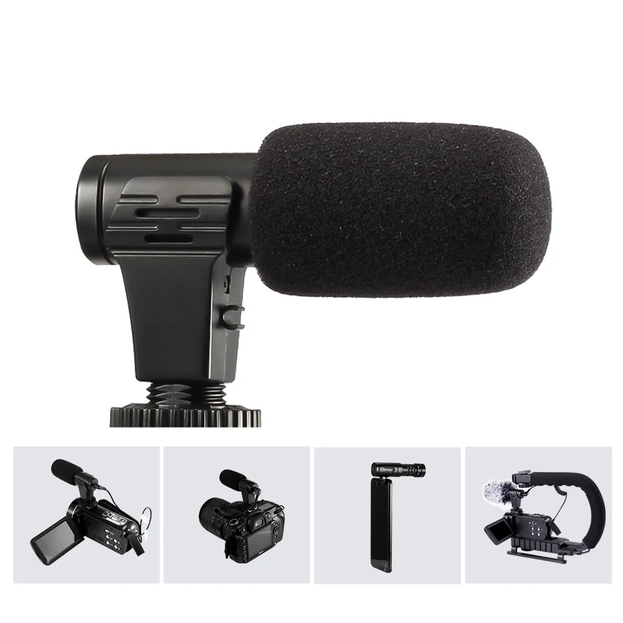 Portable 3.5mm Video Recording Microphone Mini Shotgun Condenser Microphone for Phone PC Computer DSLR Camera Vlogging Mic