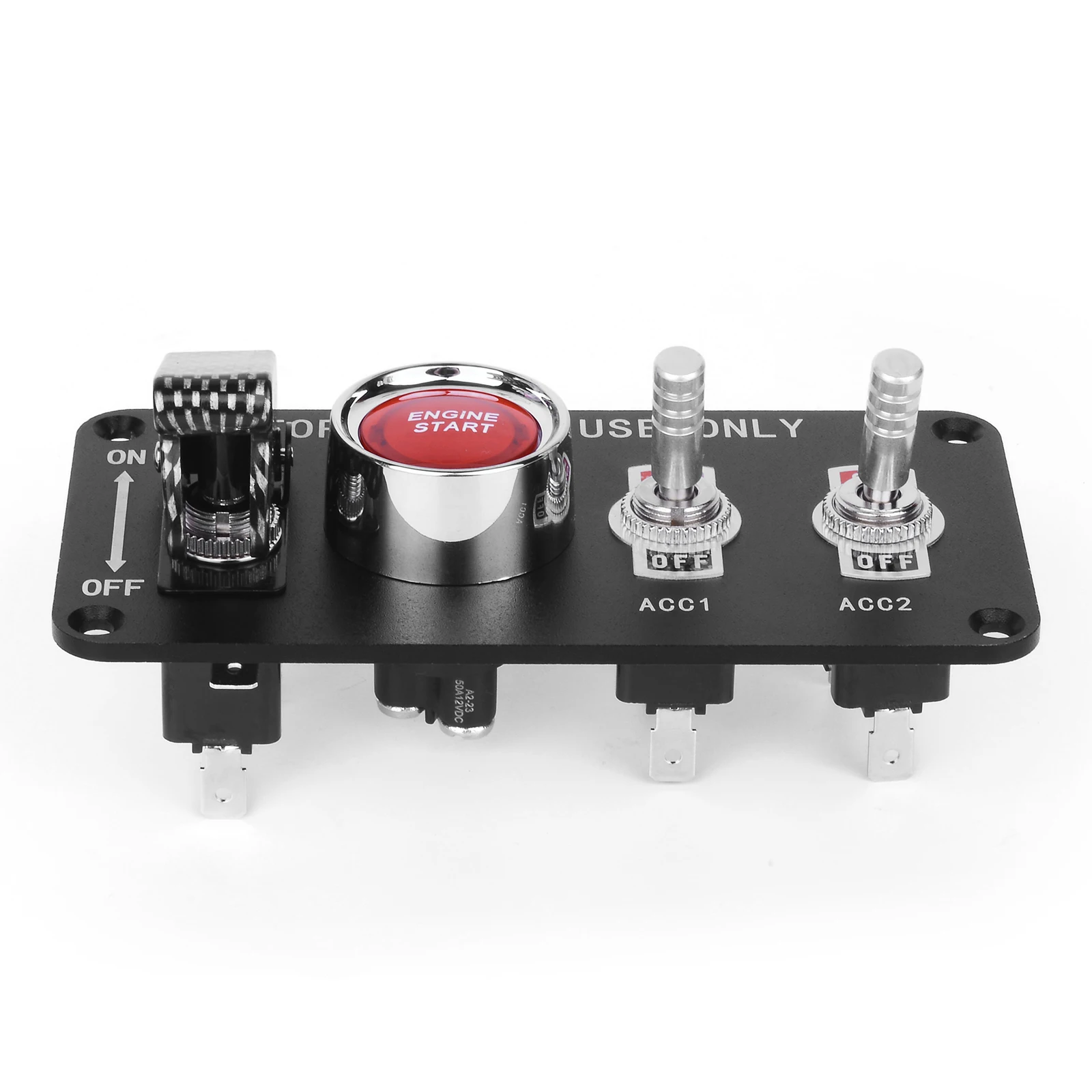 Combination racing modified one-key ignition black panel two-gear switch rocker toggle metal switch DC12V