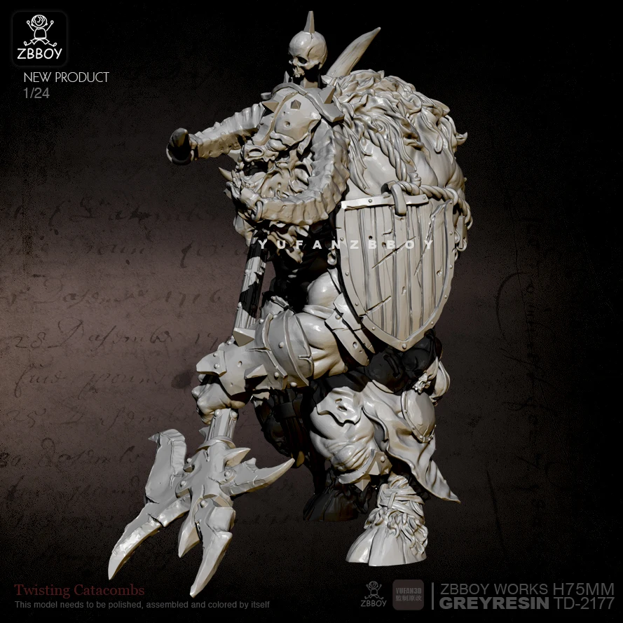 75mm Resin Figure Kits Minotaur Warrior Resin Model Self-assembled TD-2177