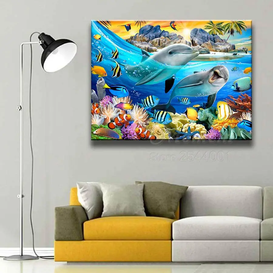 Ever Moment Diamond Painting Underwater World DIY Full Square Resin Drill Handmade Embroidery Home Artwork Decoration ASF2149