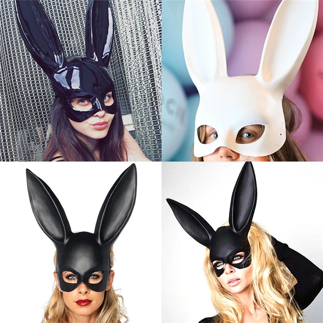 

2Pcs Bunny girl Halloween Ladies Rabbit Mask Party Bar Nightclub Costume Rabbit Ears Mask Festival Party Hair Band Costume Decor