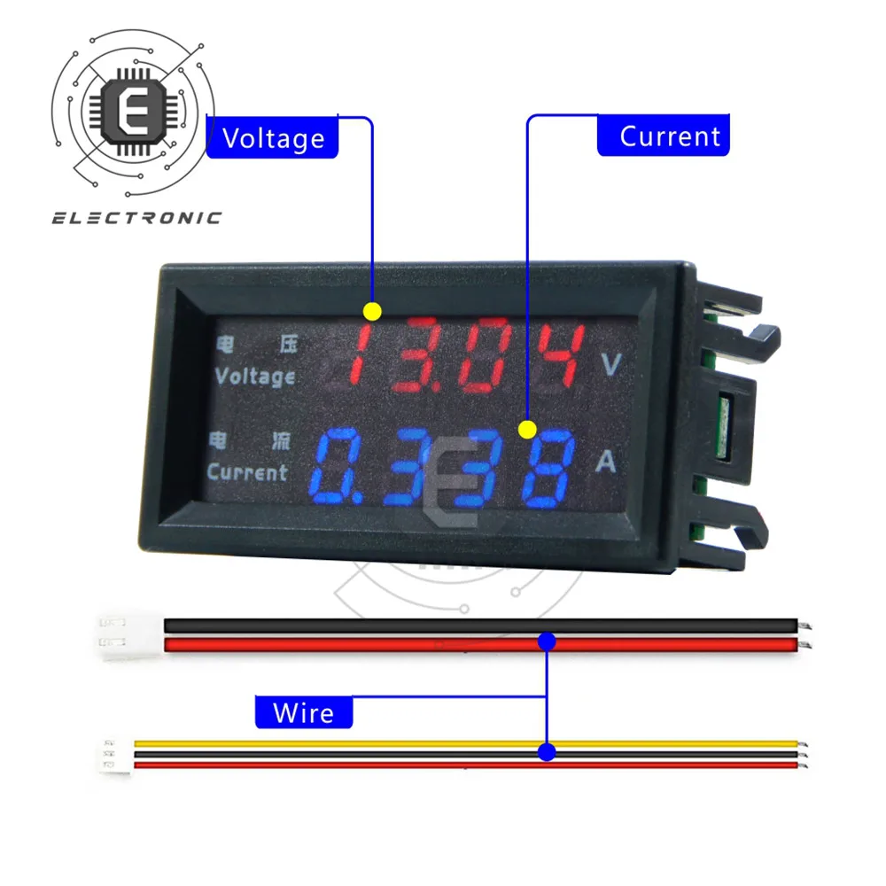 M4430 DC 100V 200V 10A Electronic Digital Voltmeter Ammeter 0.28\'\' Dual LED Display Voltage Regulator Volt AMP Meter Tester