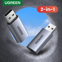 UGREEN-tarjeta de sonido USB a 3,5mm, adaptador de interfaz de Audio para auriculares, micrófono para PC, portátil, PS5/4 TRRS(CTIA/OMTP), carcasa de Metal de aluminio