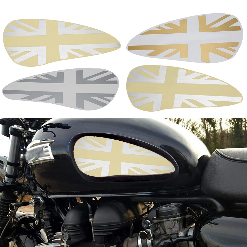 REALZION Motorcycle Anti Slip Fuel Tank Pad Protector Sticker Decals Decoration For Triumph Retro Locomotive Bonneville Bobber