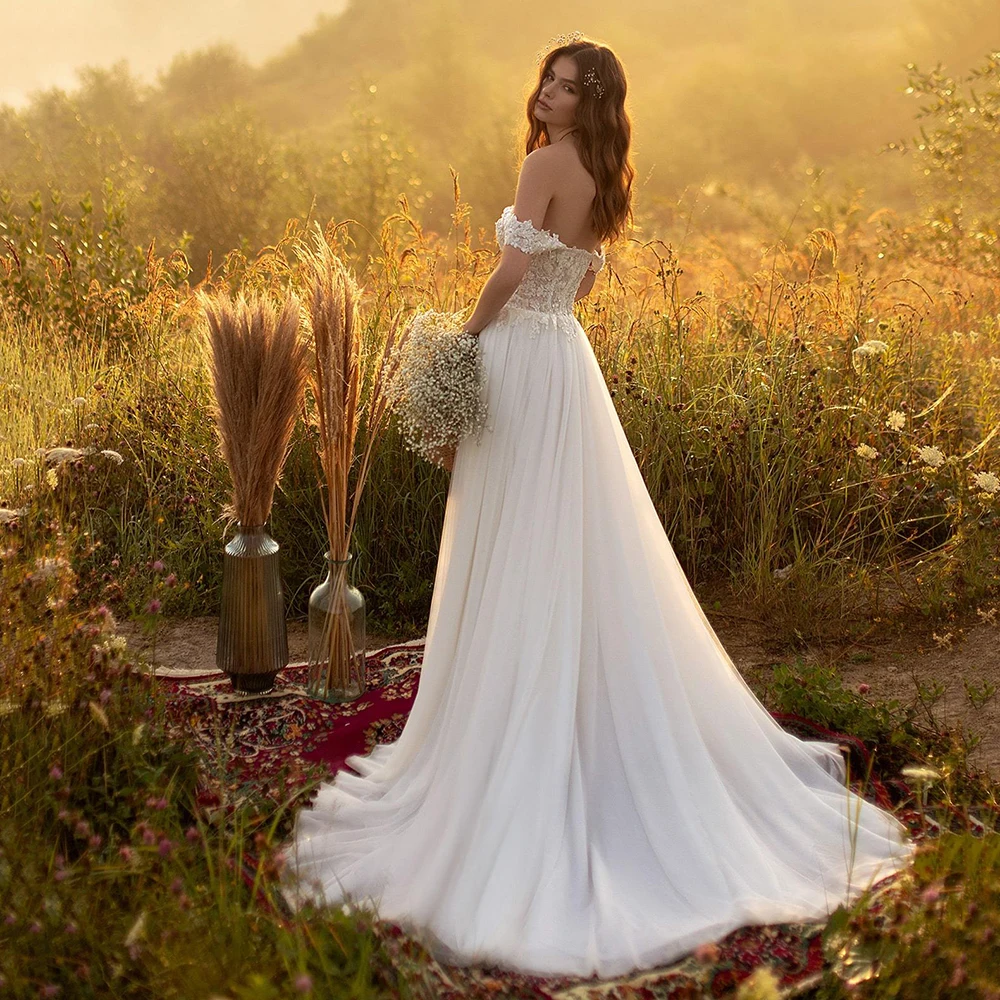 Robe de mariée A-ligne en dentelle avec dos ouvert, robes de mariée gracieuses, hors initié, quel que soit les patients chérie, train de balayage appliqué, nouveau