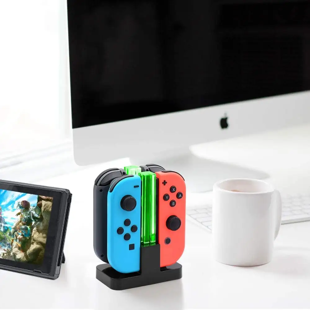 Док-станция для быстрой зарядки для контроллера Nintendo Switch Joypad, светодиодная подставка для зарядного устройства для Nintendo Switch с зарядным шнуром USB Type-C
