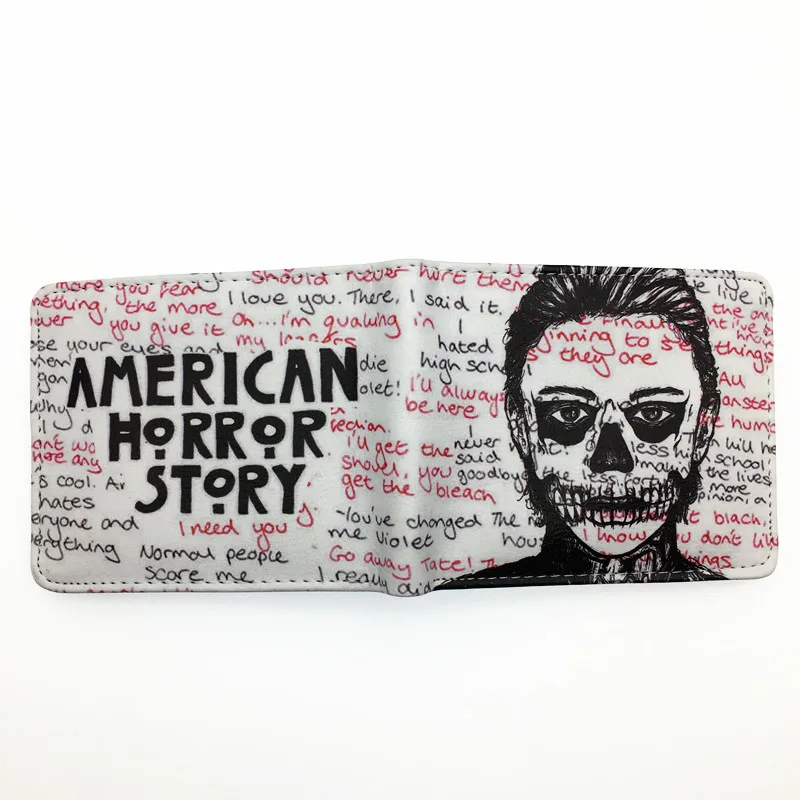 Cartera de dibujos animados de American Horror Story, bolsillo para monedas, tarjeta de crédito, foto, niños y niñas, carteras cortas