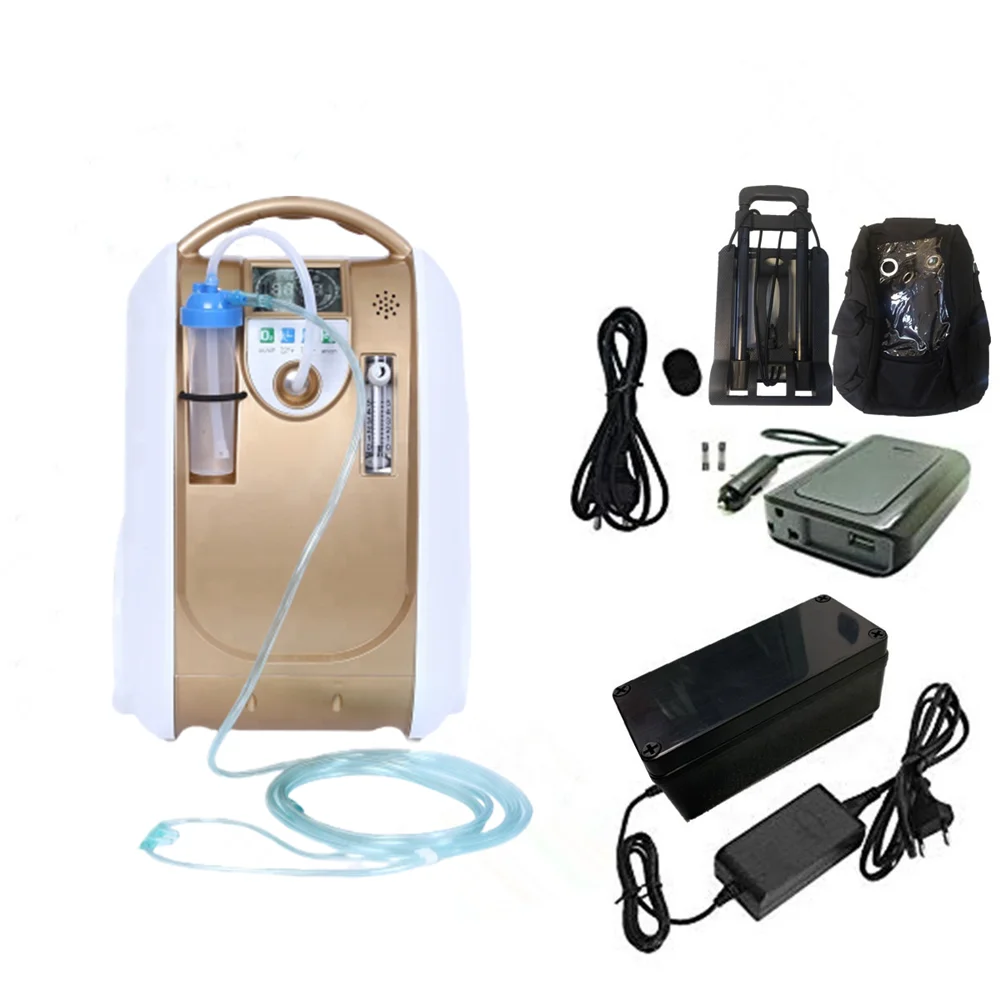 Household Oxygen Concentrator 24 hours continuous Oxygen Generator Portable Oxygen Bar Outdoor 5LPM Oxygen Machine Gold color