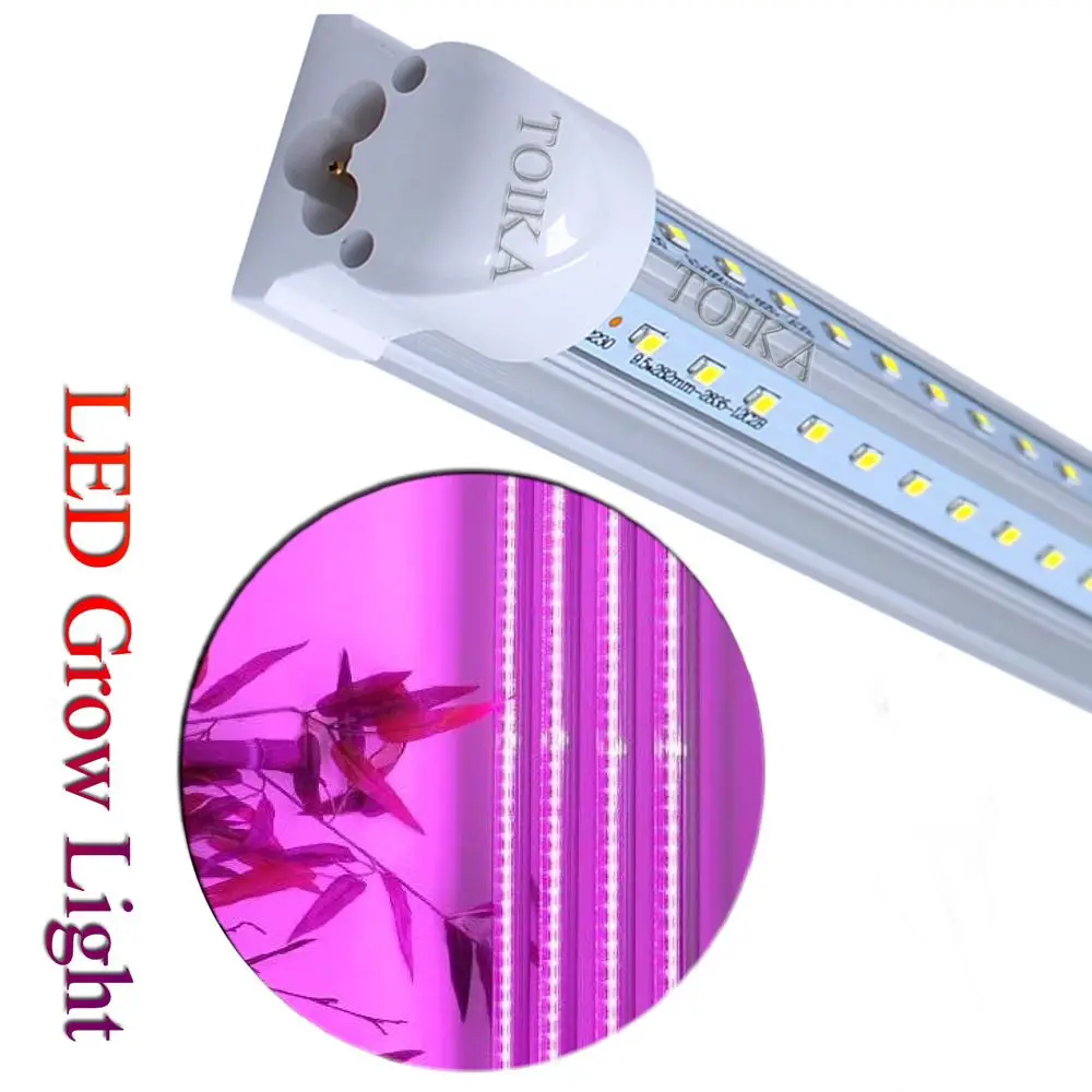 

Toika 10~50pcs Full Spectrum LED Grow Light 2ft 3ft 4ft 5ft 6ft 8ft 30/60/90/120CM V Shape T8 Integrated Tube Phyto Lamp