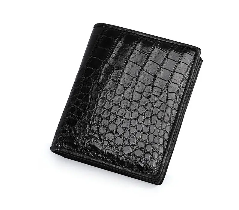 100% real genuine crocodile belly skin short men wallet bank card holder case with genuine cow lining allgator leather purse