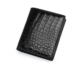 100% real genuine crocodile belly skin short men wallet bank card holder case with genuine cow lining  allgator leather purse