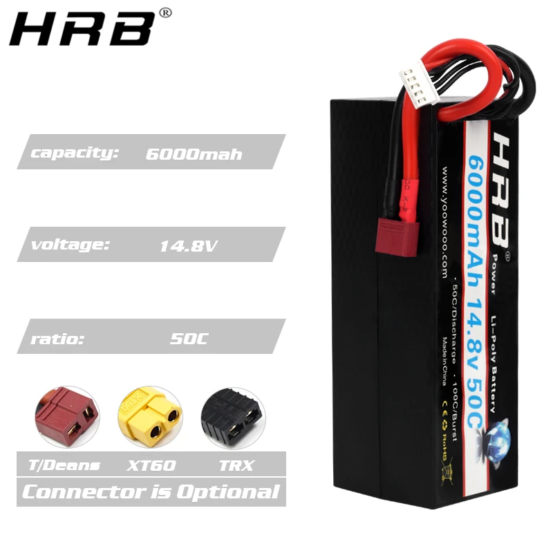 HRB 4S 14.8 فولت 6000 مللي أمبير بطارية ليبو 50C غطاء واقٍ مزخرف لهاتف آيفون عمداء T RC سيارة على الطرق الوعرة شاحنة قوارب هليكوبتر أجزاء الطائرة