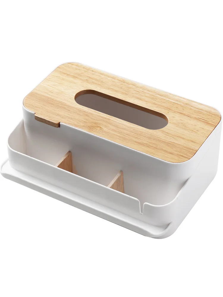 Removable Wood Cover Tissue Box Storage Organizer for Living Room Home Decoration Tools