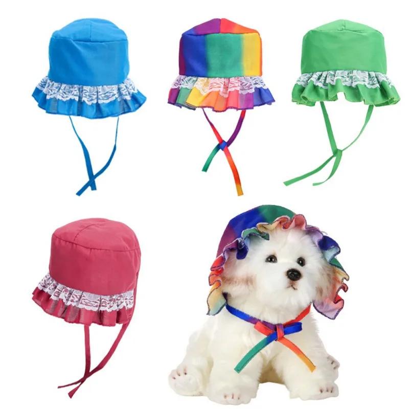 Summer Pet Dog Cap Outdoor Cat Dog Sun Hat Canvas Small Dog Sunscreen Accessories For Small Dogs Beach Outdoor Hiking