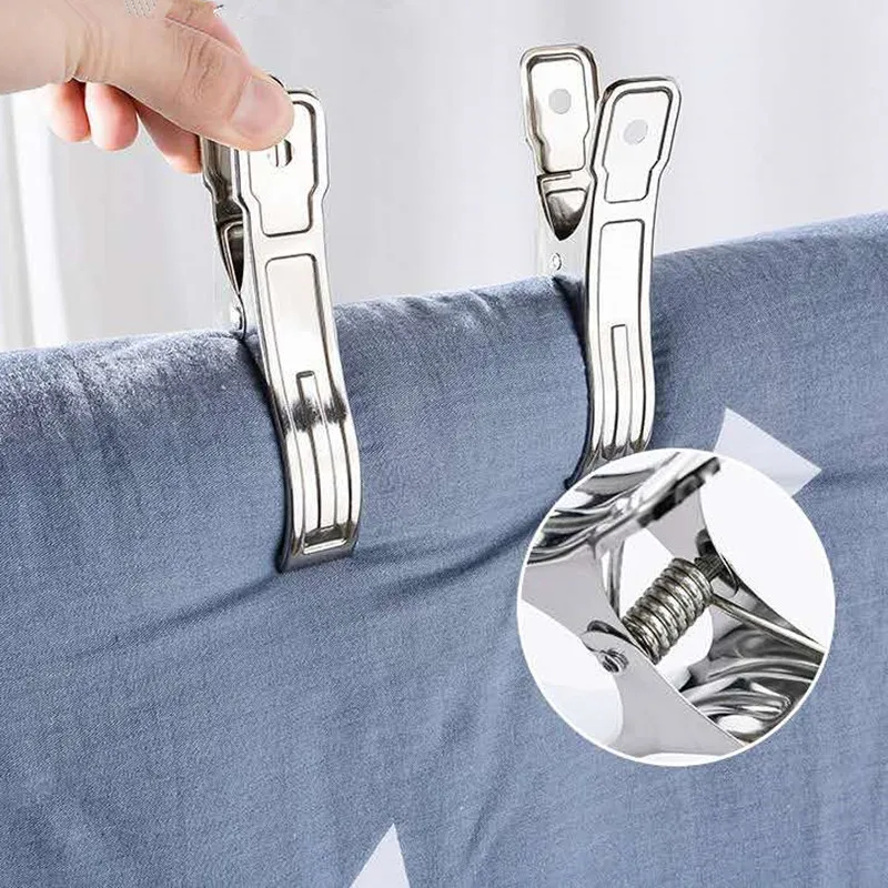 5/10 Pieces Of Stainless Steel Clothespin Hanger Clothes Strong Spring Clothespin Holder Home Decoration Towel Clip Sealing Clip