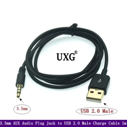 3.5mm AUX Audio Plug Jack to USB 2.0 Male Charge Cable Adapter AUX Cord Data 100cm cable 3FT