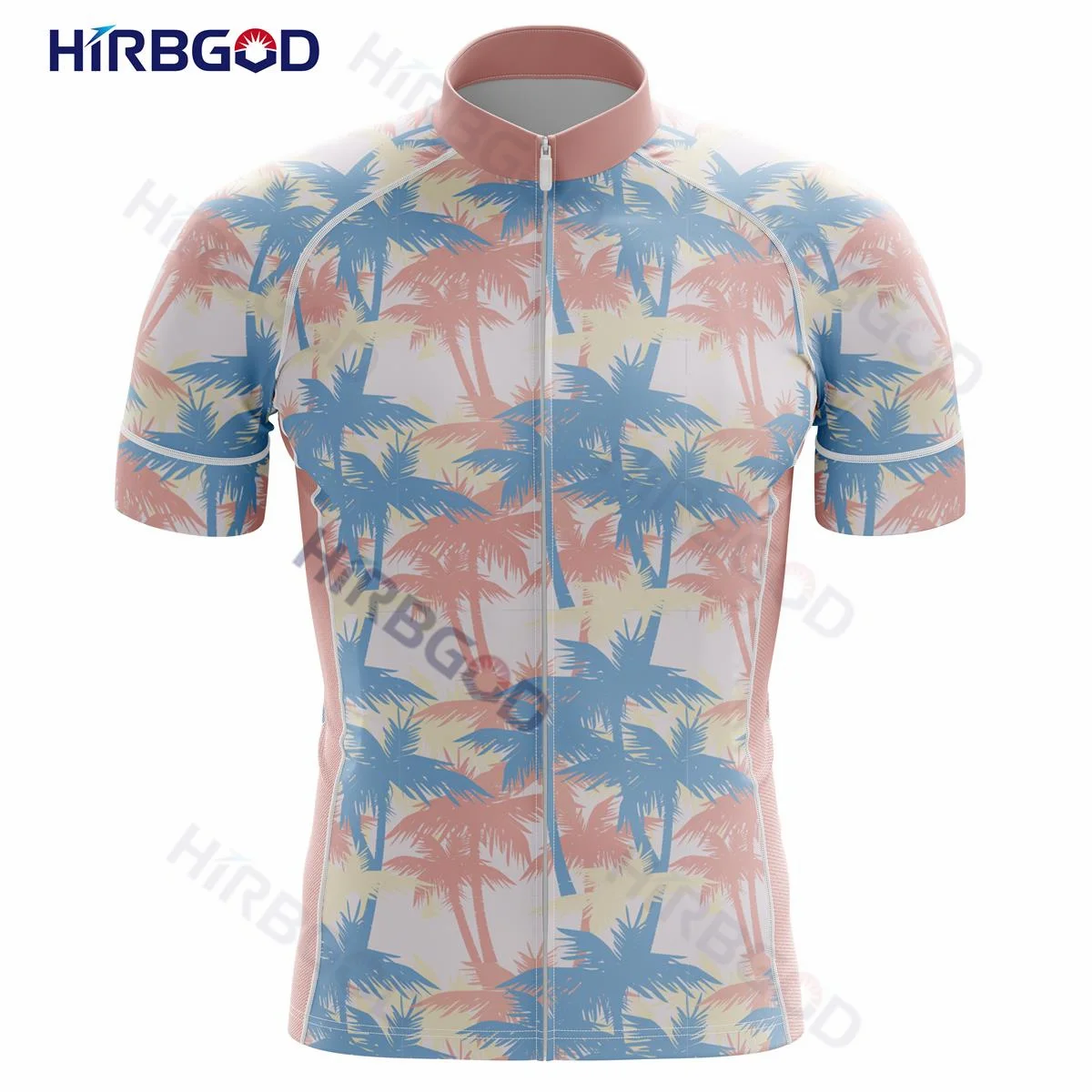 HIRBGOD New Palm Tree Style Summer Men Short Sleeve Cycling Jersey  Polyester Clothes  Breathable Riding Sportswear TYZ2026-01