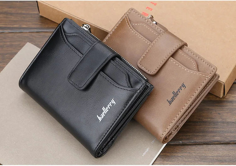 Name Gravur Männer Kurze Brieftaschen Große Kapazität Zipper Münzfach Foto Halter Hohe Qualität Karte Clips Für Männer – Detail 14