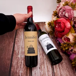 Personalized 20pcs/Set Birthday Party Wine Labels Custom Name Date Red Wine Bottle Sticker Baby Shower Anniversary Supplies