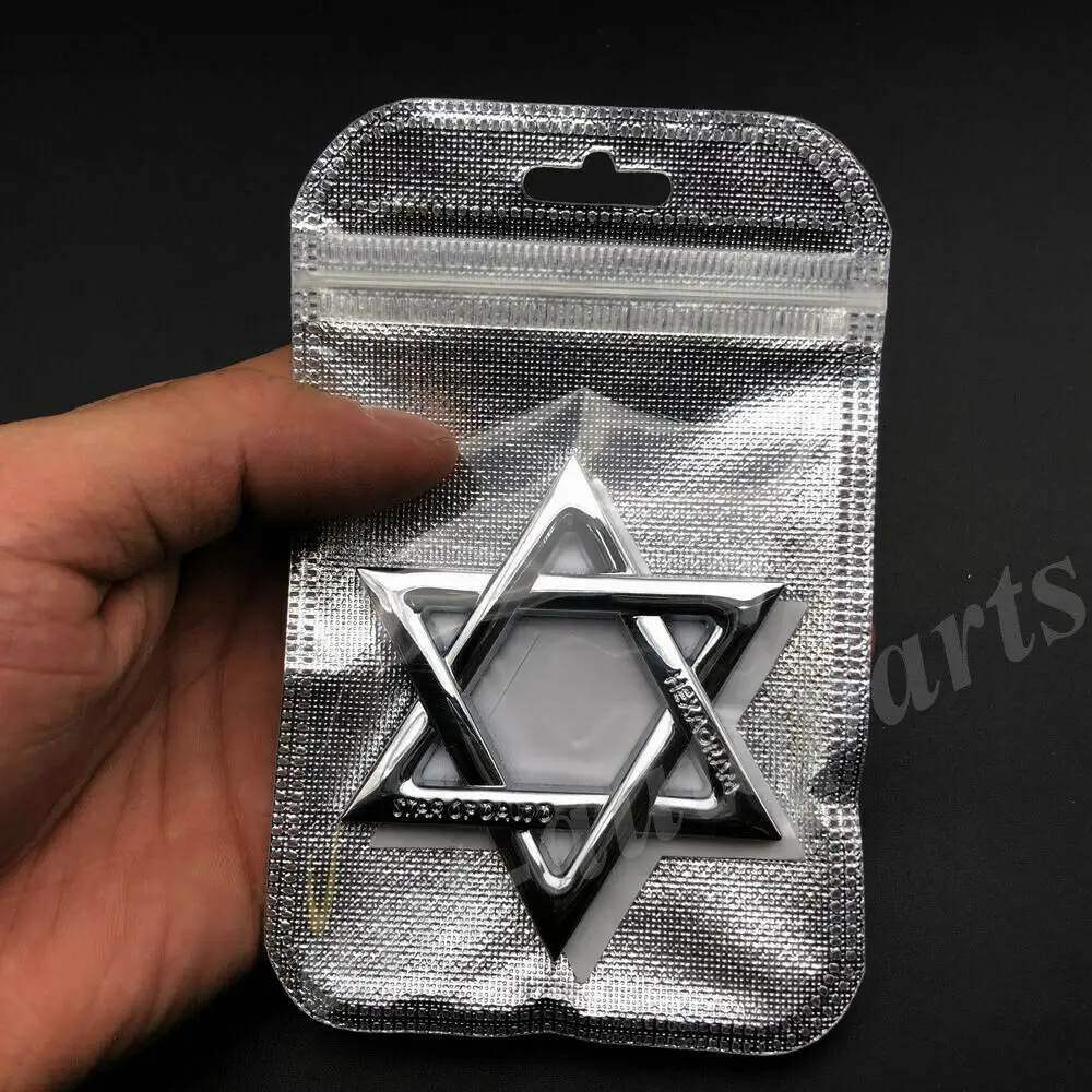 Metal Star of David Jewish Hexagram Car Emblem Badge Motorcycle Decals Sticker