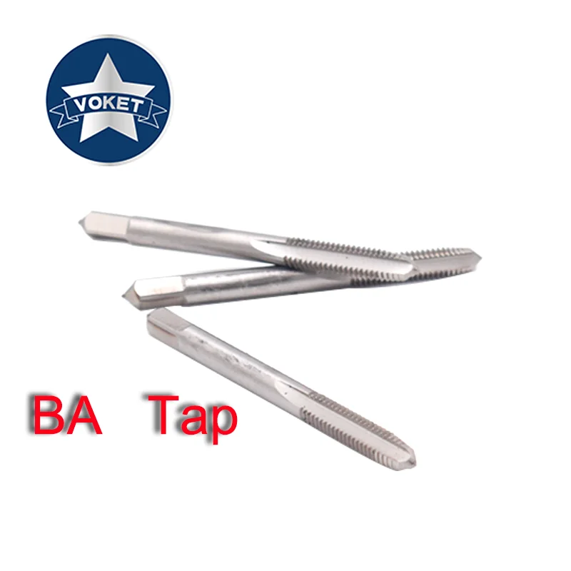 VOKET HSSE BA Tap Standard Straight groove Thread taps Hand Screw Hand Tap 1BA 2BA 3BA 4BA 5BA 6BA