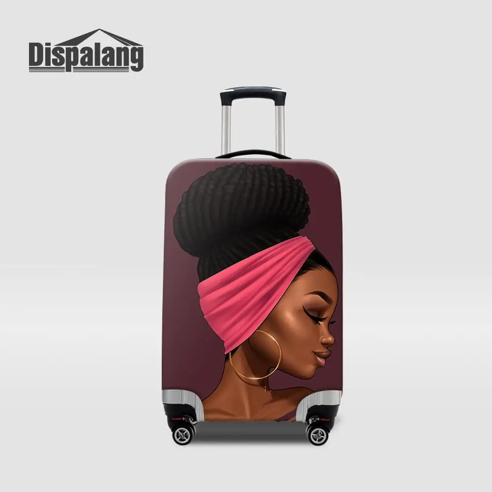 Dispalang Women Fashion Luggage Cover For 18-32 Inch Case African Girl Printing Suitcase Cover Travel On Road Case For Suitcase