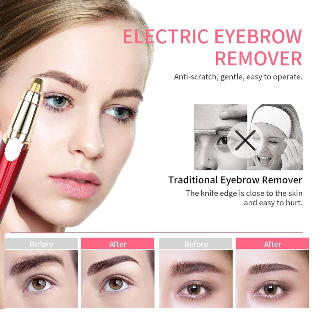 Electric Eyebrow Trimmer Usb Rechargeable Eye Brow Epilator Women Mini Lipstick Shaper Shaver Painless Razor Facial Hair Remover