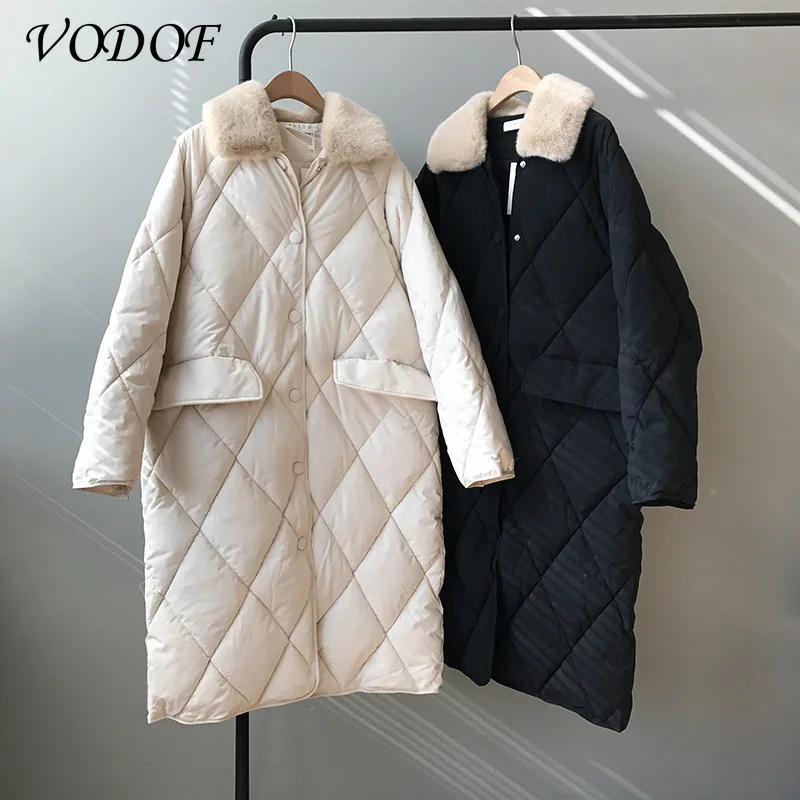 VODOF Down Jacket Women Korean Loose Winter Thick Coat Mid-length 2021 New Winter Clothing Winter Clothes Women