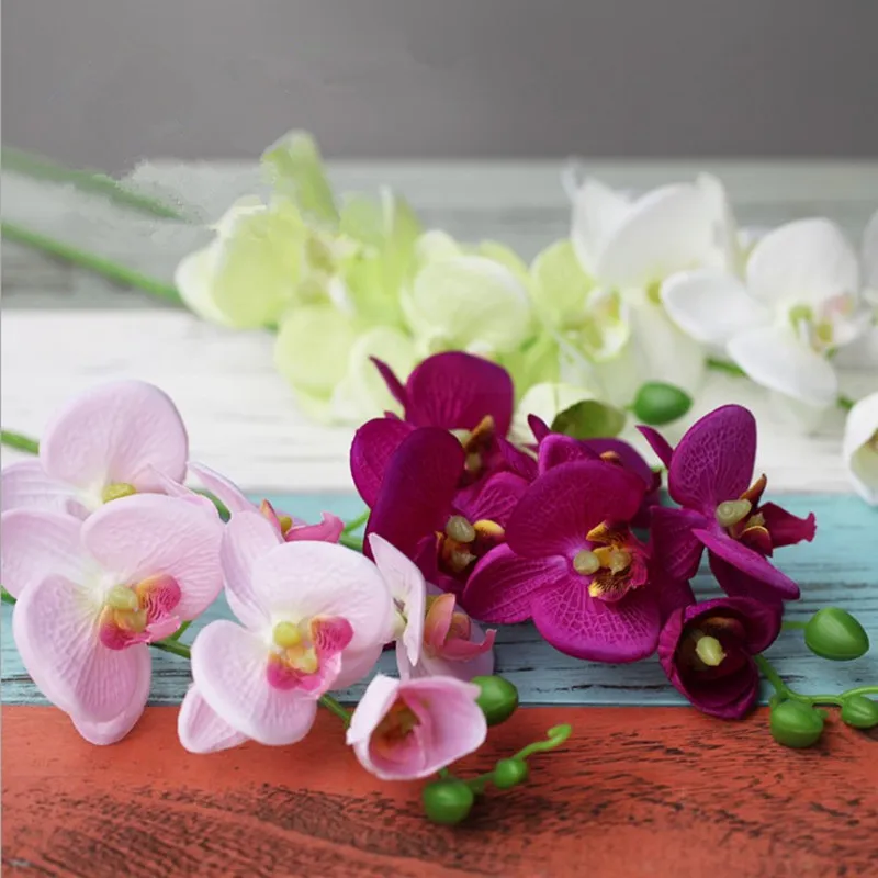 1 Bundle（6 heads）Artificial Butterfly Orchid Bouquet for Home Decor Wedding Decorative Flowers Christmas Gifts 10 Colors