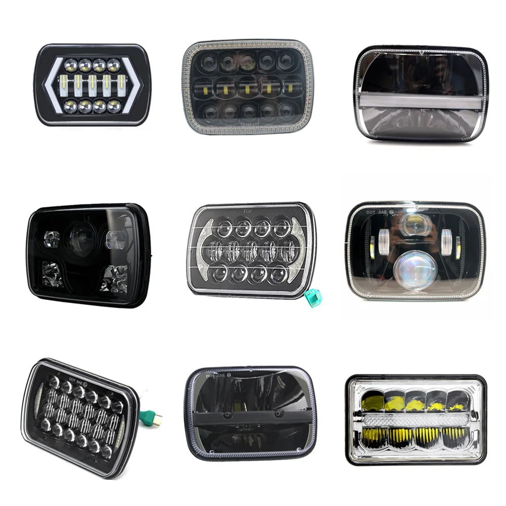 Led 5x7 7X6 Inch Retangular Headlight for Jeep Cherokee XJ Wrangler YJ Truck 4X4 Motorcycle DRL Hi Low Beam Headlamp 55W 60W 90W