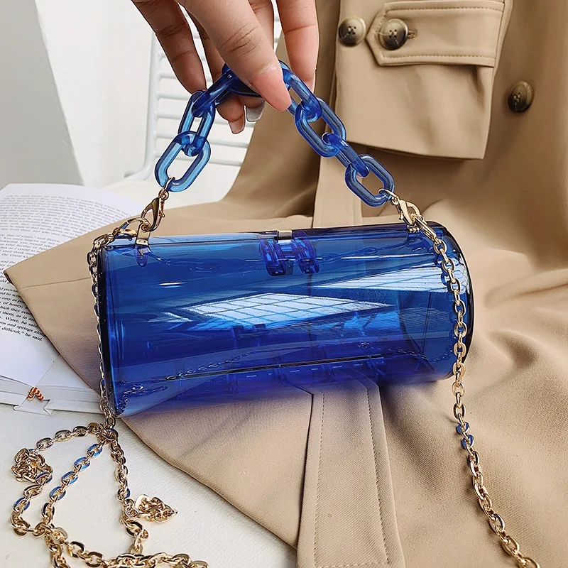 Acrylic Chain Transparent Box Jelly Bag Individual Hexagon Clear PVC Women Handbags Mini Designer Evening Crossbody Tote Bags