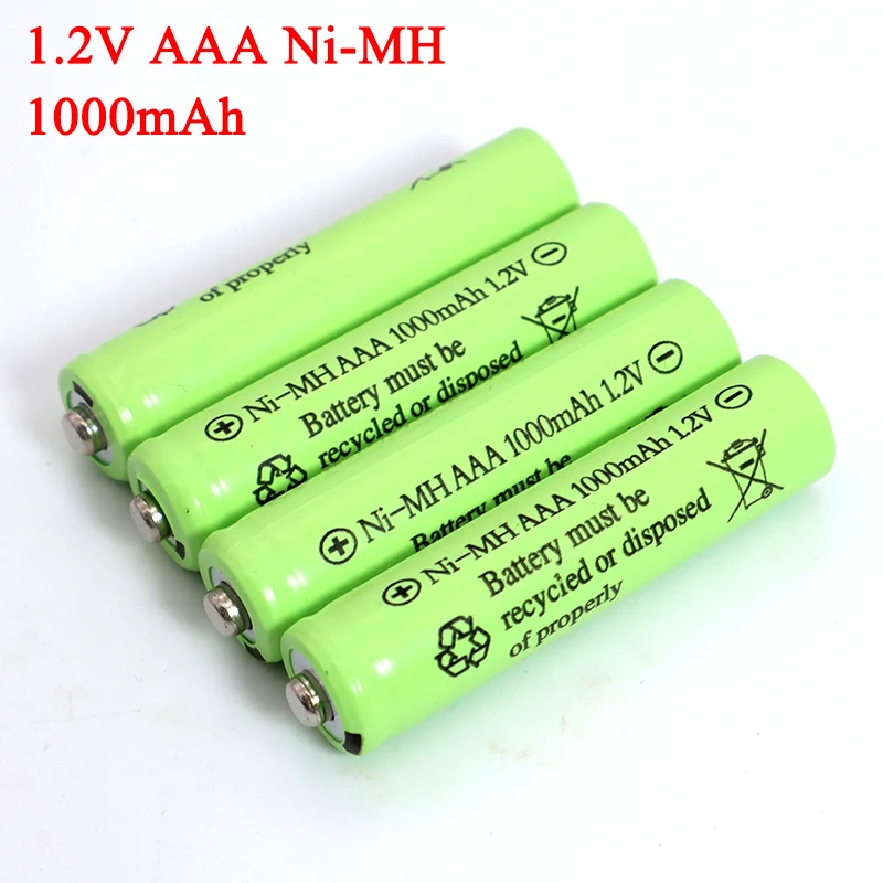 1.2v NI-Mh AAA Batteries 1000mAh Rechargeable ni mh Battery 1.2V Ni-Mh aaa For Electric remote Control car Toy RC ues