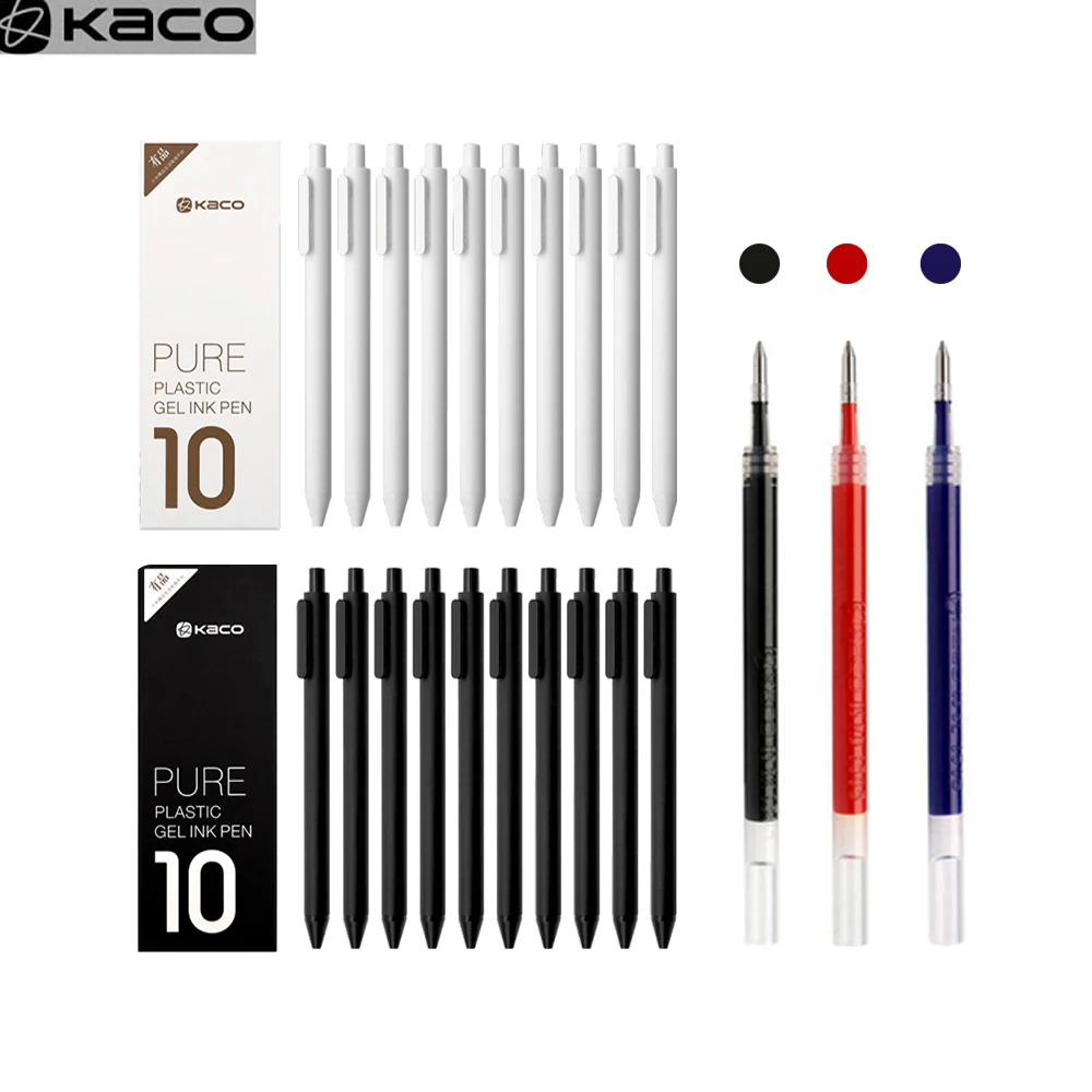 YOUPIN KacoGreen KACO 0.5mm Sign Pen Gel Pens Gal Ink Smooth Writing Durable Signing writing supplies Black Blue Refill