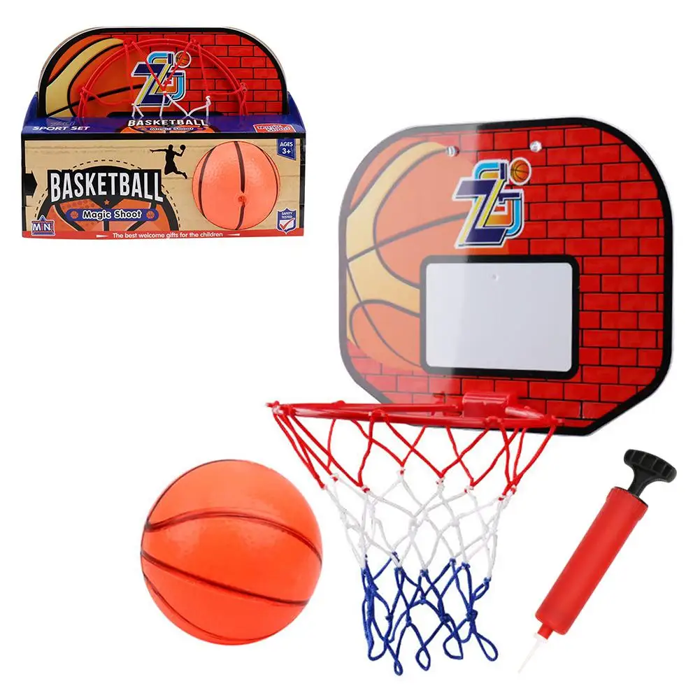 1 Set Hanging Basketball Hoop Basket Ball With Pump Mini Basketball Board Hoop For Indoor Baskeball Game Adult Children Kids