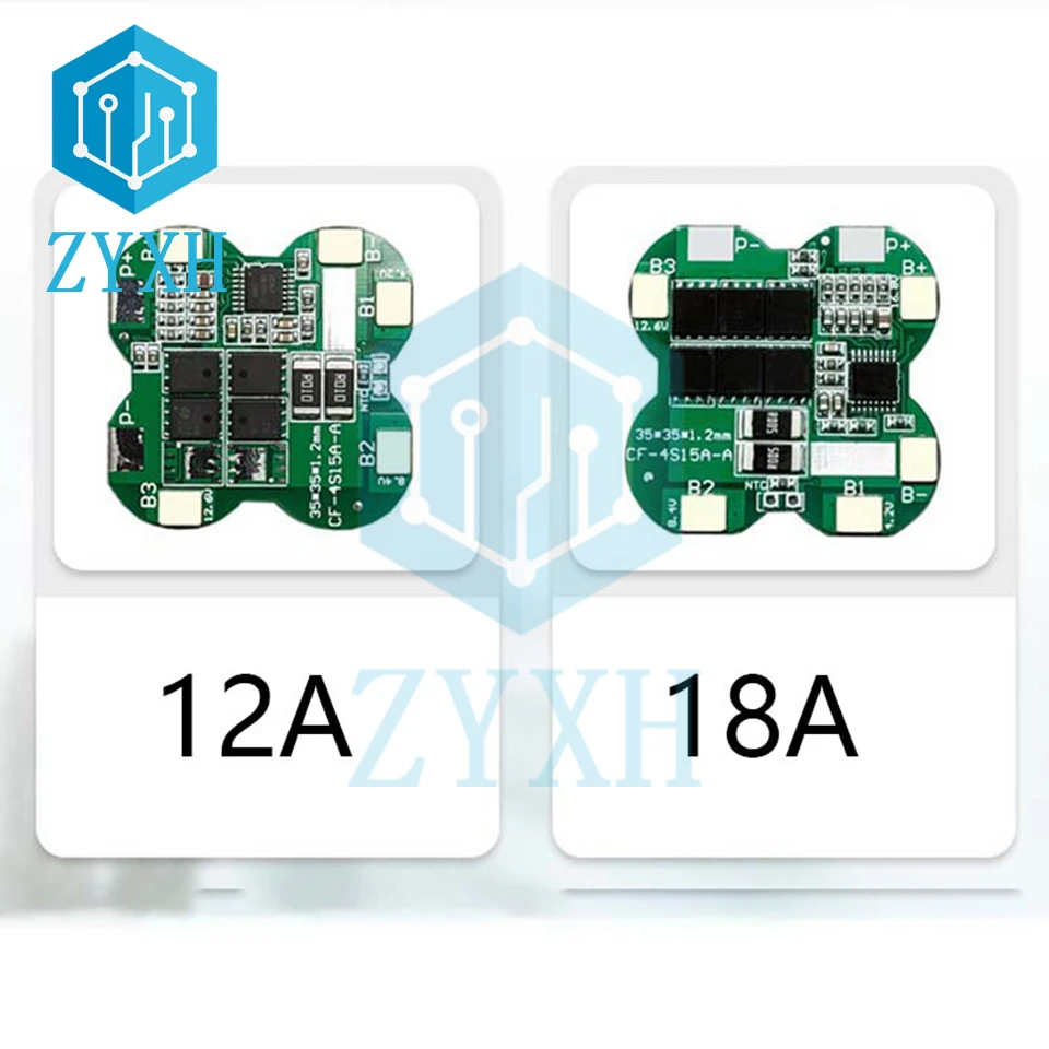 BMS 4S 18A 12A 16.8V 18650 Lithium Battery Packs Charge Board Overcharge/Short Circuit Protection For Power Bank/Electric Tools