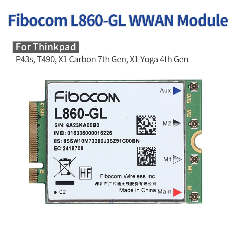 L860-GL WWAN card 4G Module for X1 7th 8th X1 Yoga 4th T490 T14 T14s X13 T15g 01AX796 4G module LTE