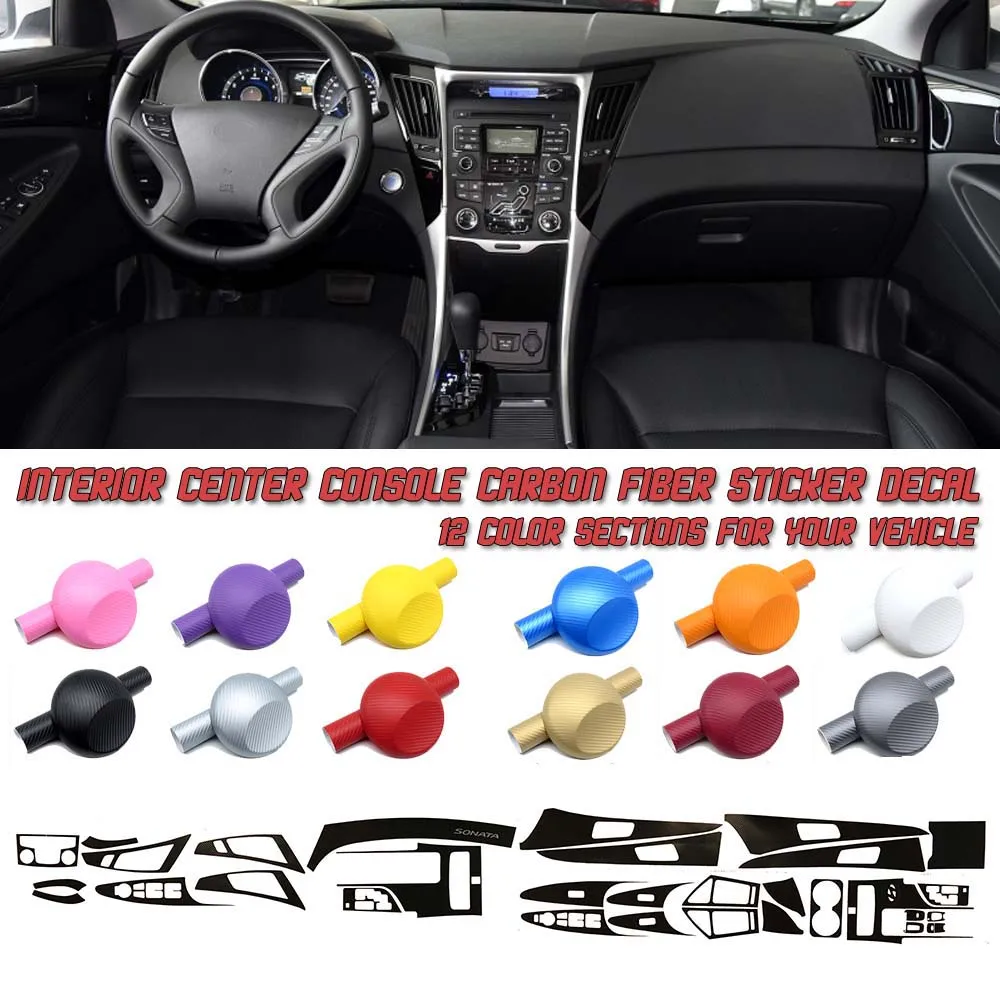 

5D Gloss Carbon Fiber Vinyl Film Interior Center Console Sticker For Hyundai Sonata 8th 2010-2015