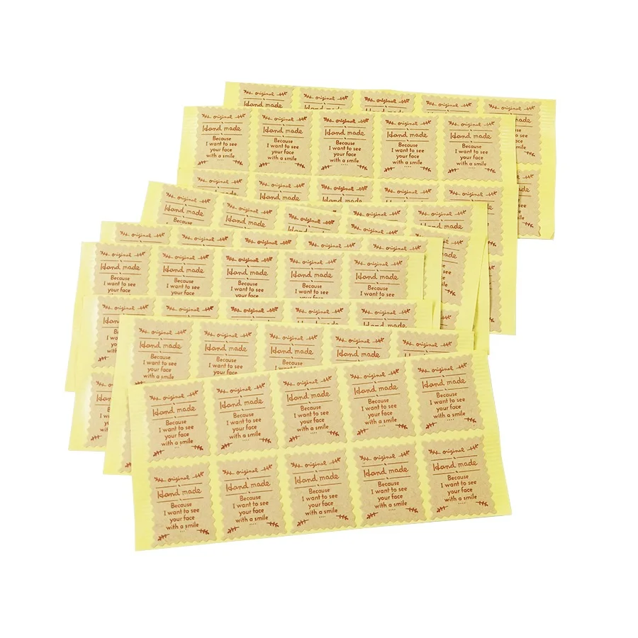 100 Pcs/lot classic Stamp Shape Kraft Paper Stickers Label Sticker DIY Hand Made For Gift Cake Baking Sealing Sticker
