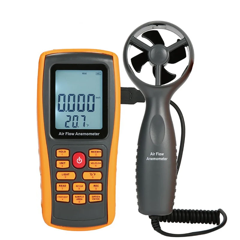 Handheld Digital Wind Speed Meter Anemometer Air Flow Velocity Tester Measuring Device with Backlight Temperature and Wind Chill