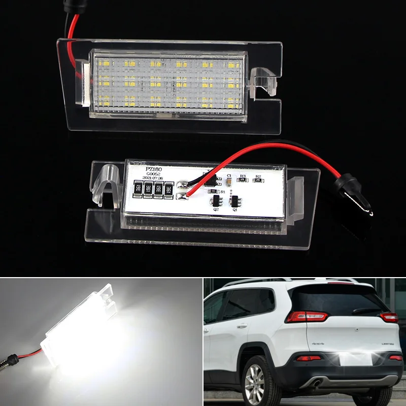 2Pcs/Set LED Number License Plate Light Lamp Car  Accessories Fit for Jeep Cherokee KL 2014--2018 Led Car Tail Lamps